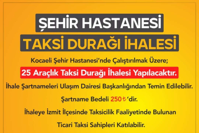 Şehir Hastanesi’ne taksi durağı ihalesi