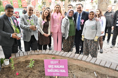 Meme kanseri için pembe çiçekler toprakla buluştu